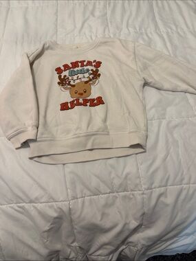 Santa's Little Helper White Kids Sweatshirt